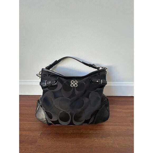 Y2K Coach Signature Snake Embossed/Canvas Shoulder Bag SilverHardware 16408 Read - Picture 1 of 16